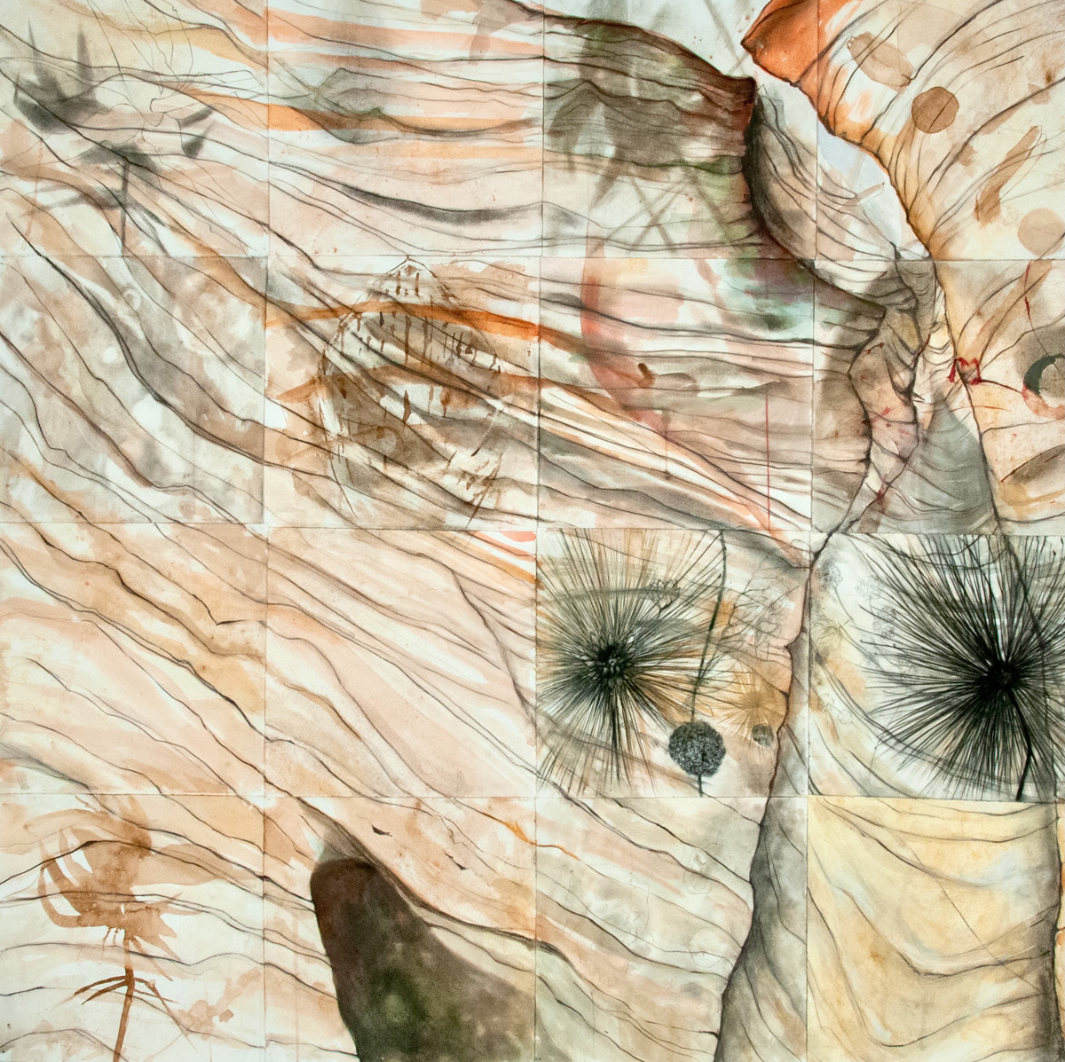 LOVE NOTES AND ELEGIES NO. 1 charcoal, earth, watercolor, ink, mixed media 56” x 56” 2021