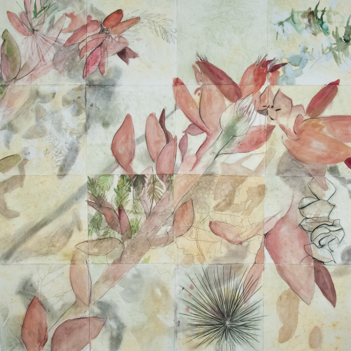 LOVE NOTES AND ELEGIES NO. 2 charcoal, earth, watercolor, ink, mixed media 56” x 56” 2021