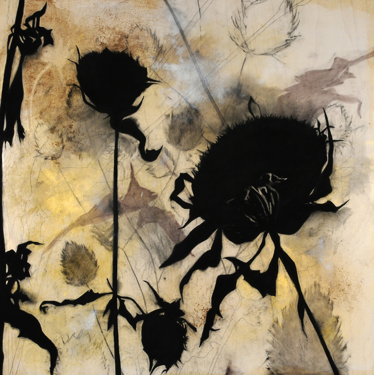 charcoal, earth, graphite, mica on wood panel, 30” x 30”, 2015